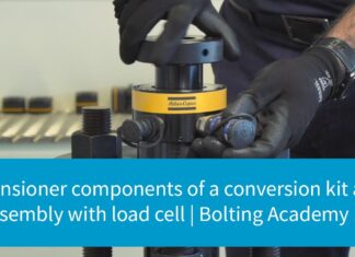 Tensioner components of a conversion kit and assembly with load cell | Bolting Academy 1.0