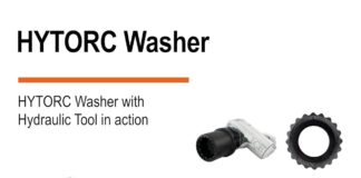 The HYTORC Washer with Hydraulic Tool in action.
