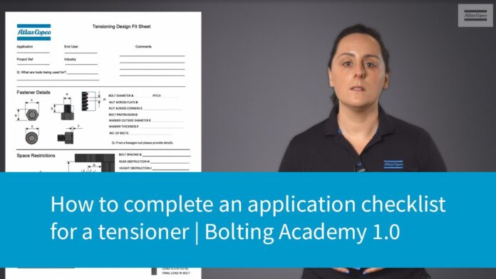 How to complete an application checklist for a tensioner | Bolting Academy 1.0